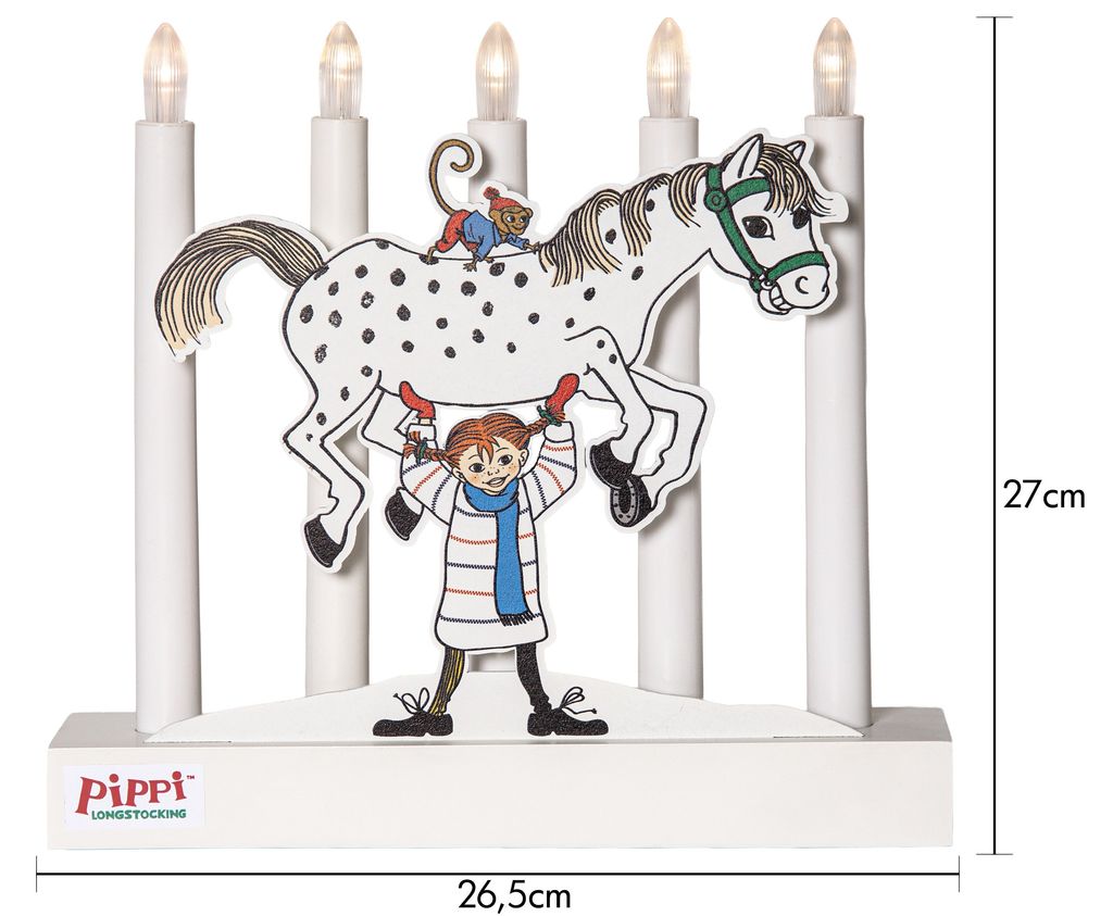 Star Trading Pippi LED-Kandelaar op Batterijen met Timer 26,5cm – Wit