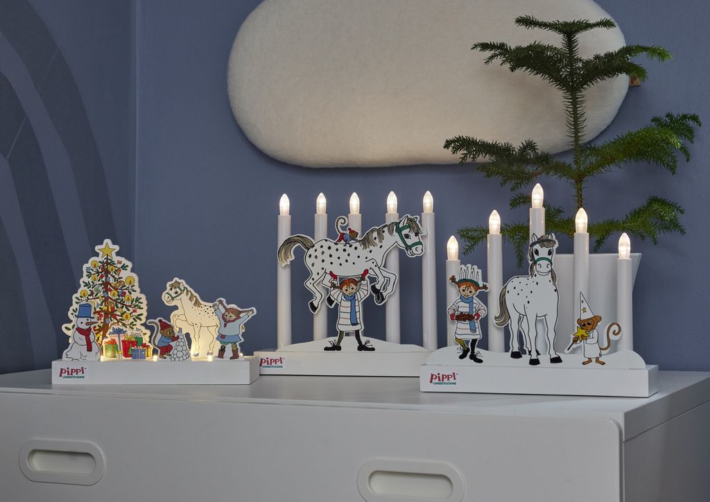 Star Trading Pippi LED-Kandelaar op Batterijen met Timer 26,5cm – Wit