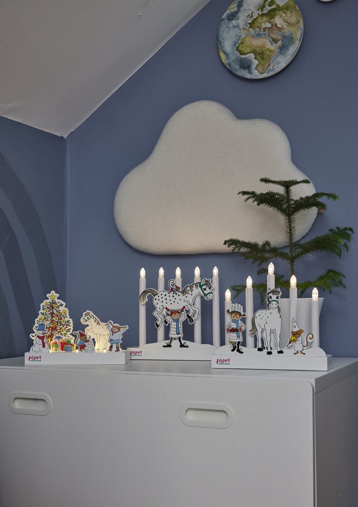 Star Trading Pippi LED-Kandelaar op Batterijen met Timer 26,5cm – Wit