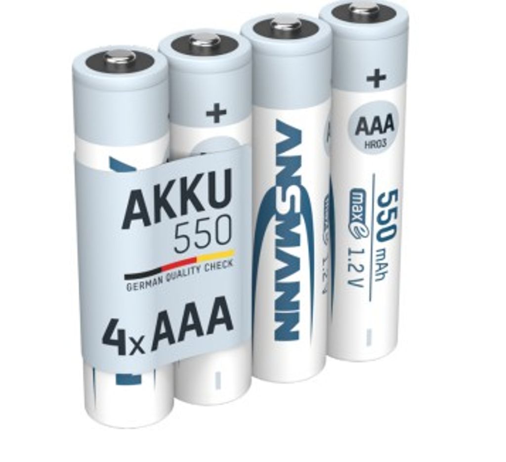 Ansmann 4 kpl ladattavia AAA-akkuja Ni-MH 550mAh