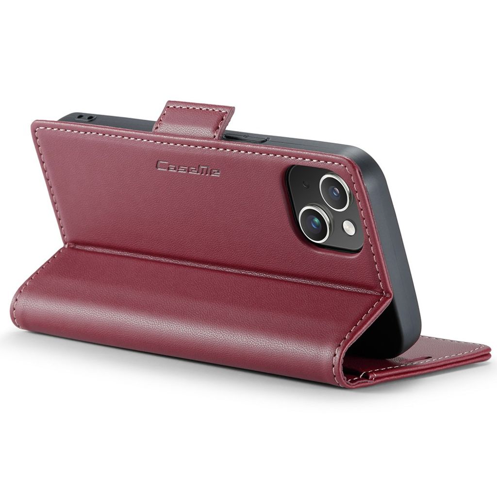 CASEME iPhone 15 Wallet Cover RFID Blocking 3 Card Slots - Red