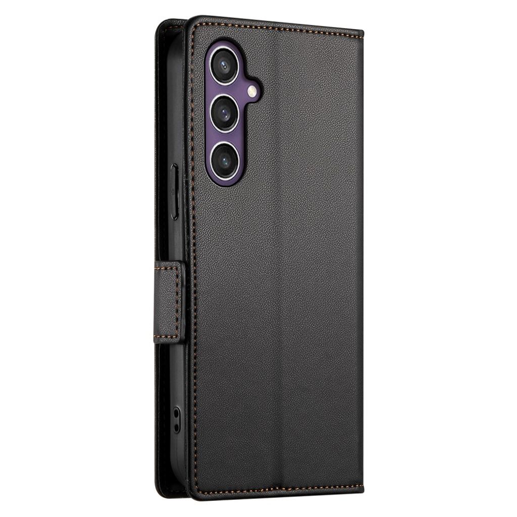 Samsung Galaxy S26 FE PU-skinnlommebokdeksel med stativ – svart