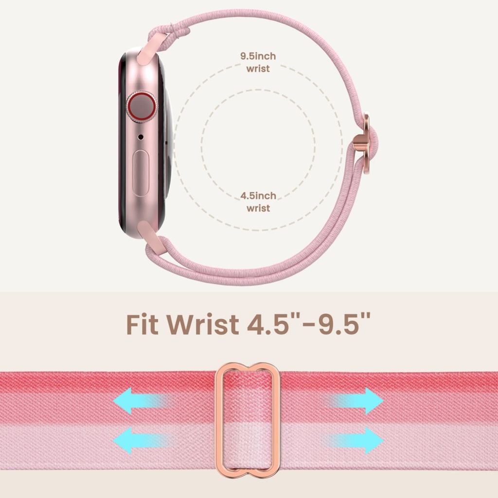 AHASTYLE WE26 Apple Watch 49 / 46 / 44 / 42mm Punottu nailoninen kellonranneke - Vaaleanpunainen