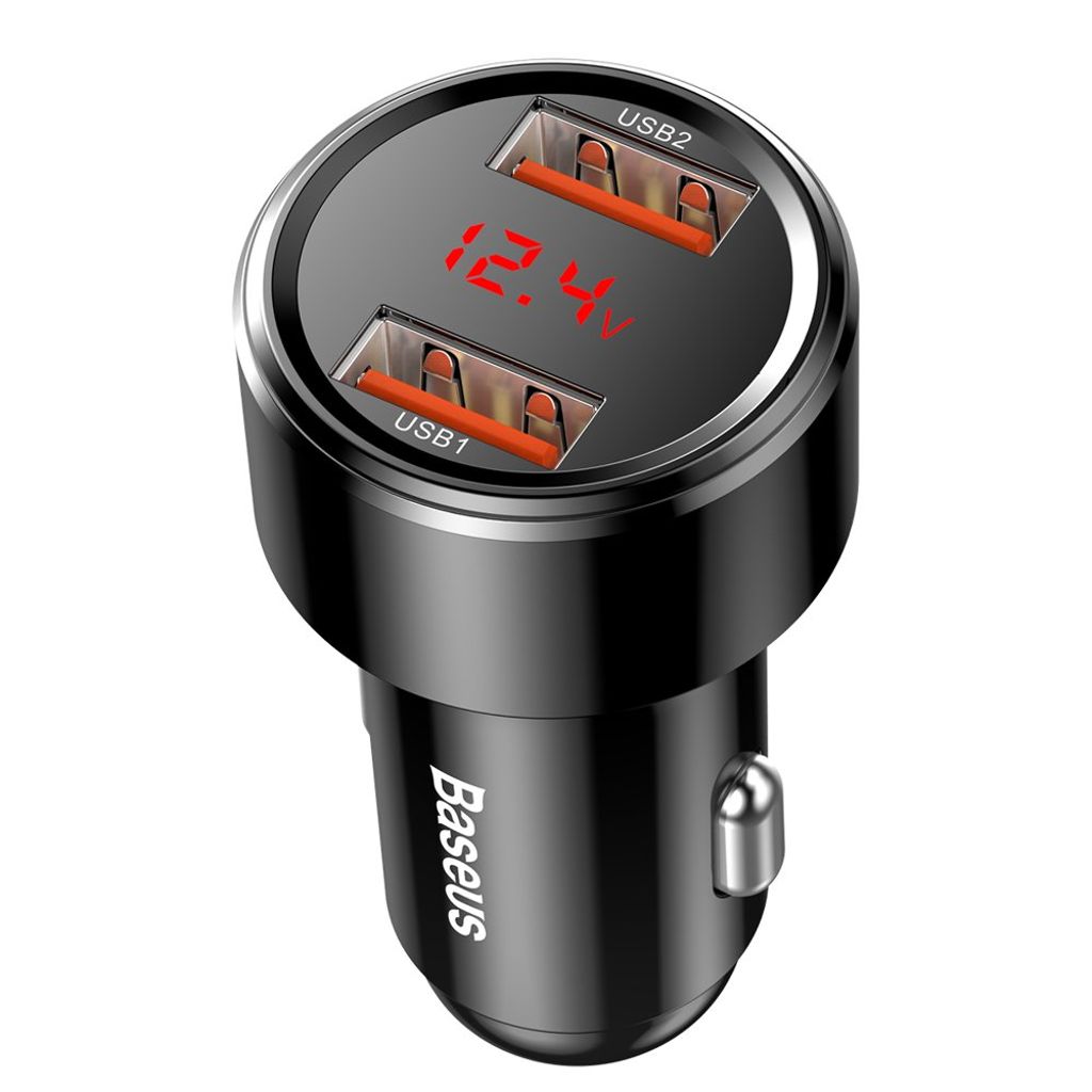Baseus Magic Series Dual QC - Quick Charge 3.0 2x USB 45W 6A biloplader sort