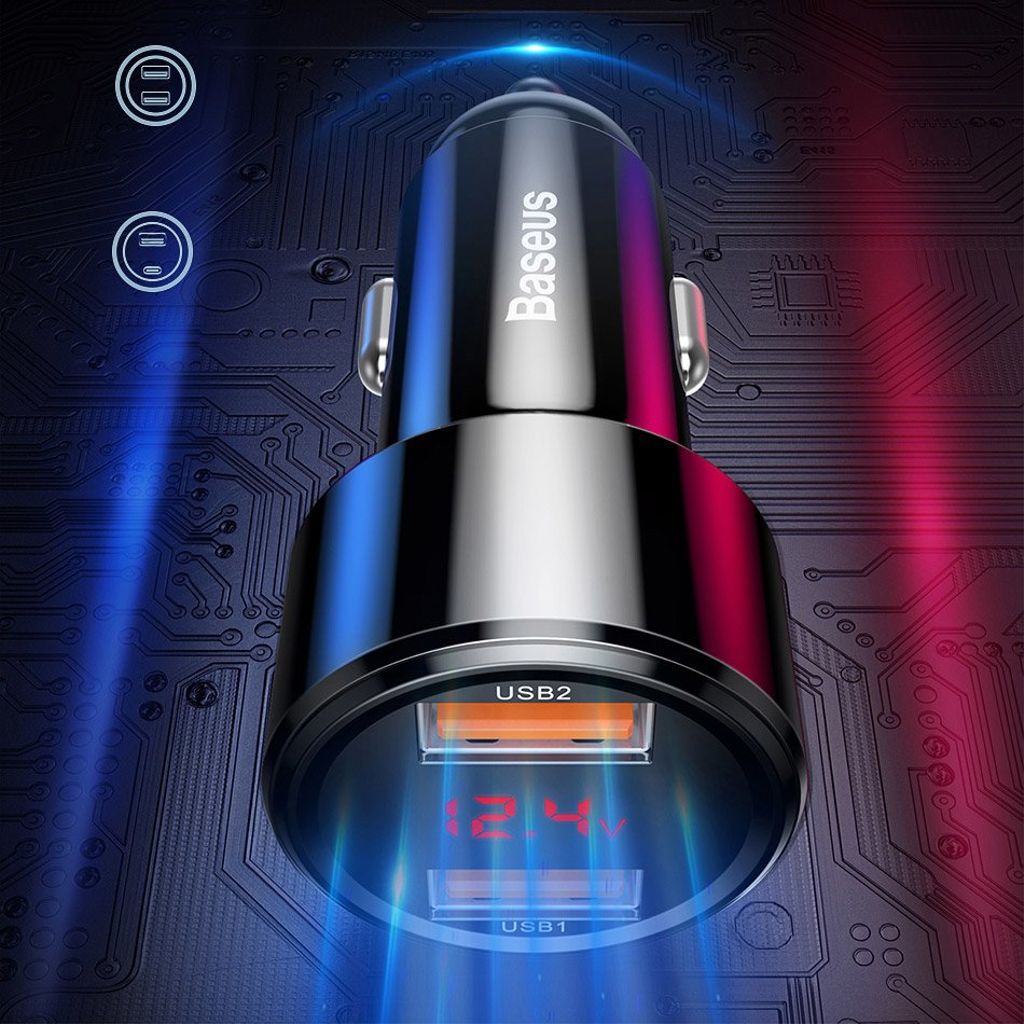 Baseus Magic Series Dual QC - Quick Charge 3.0 2x USB 45W 6A biloplader sort
