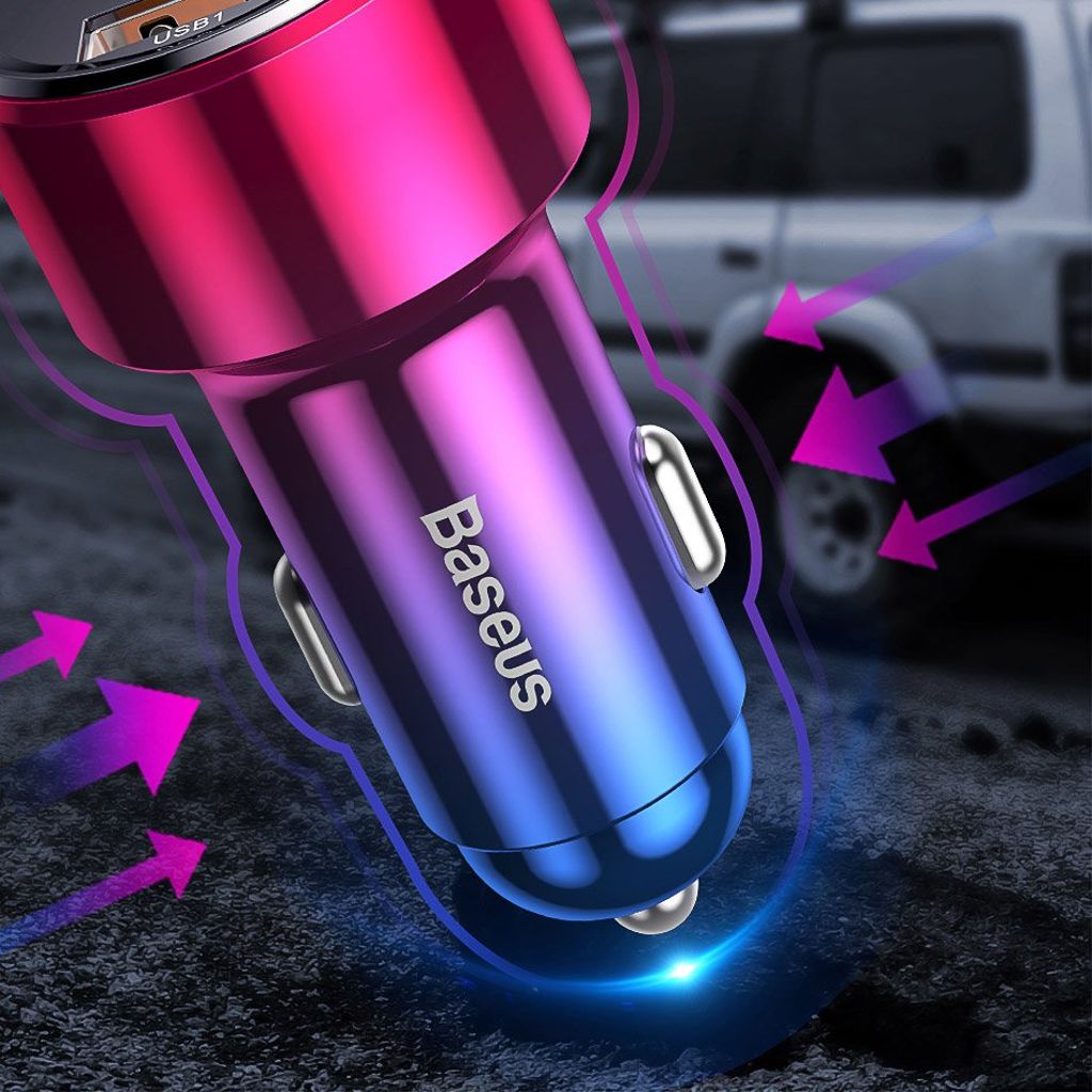 Baseus Magic Series Dual QC - Quick Charge 3.0 2x USB 45W 6A biloplader sort