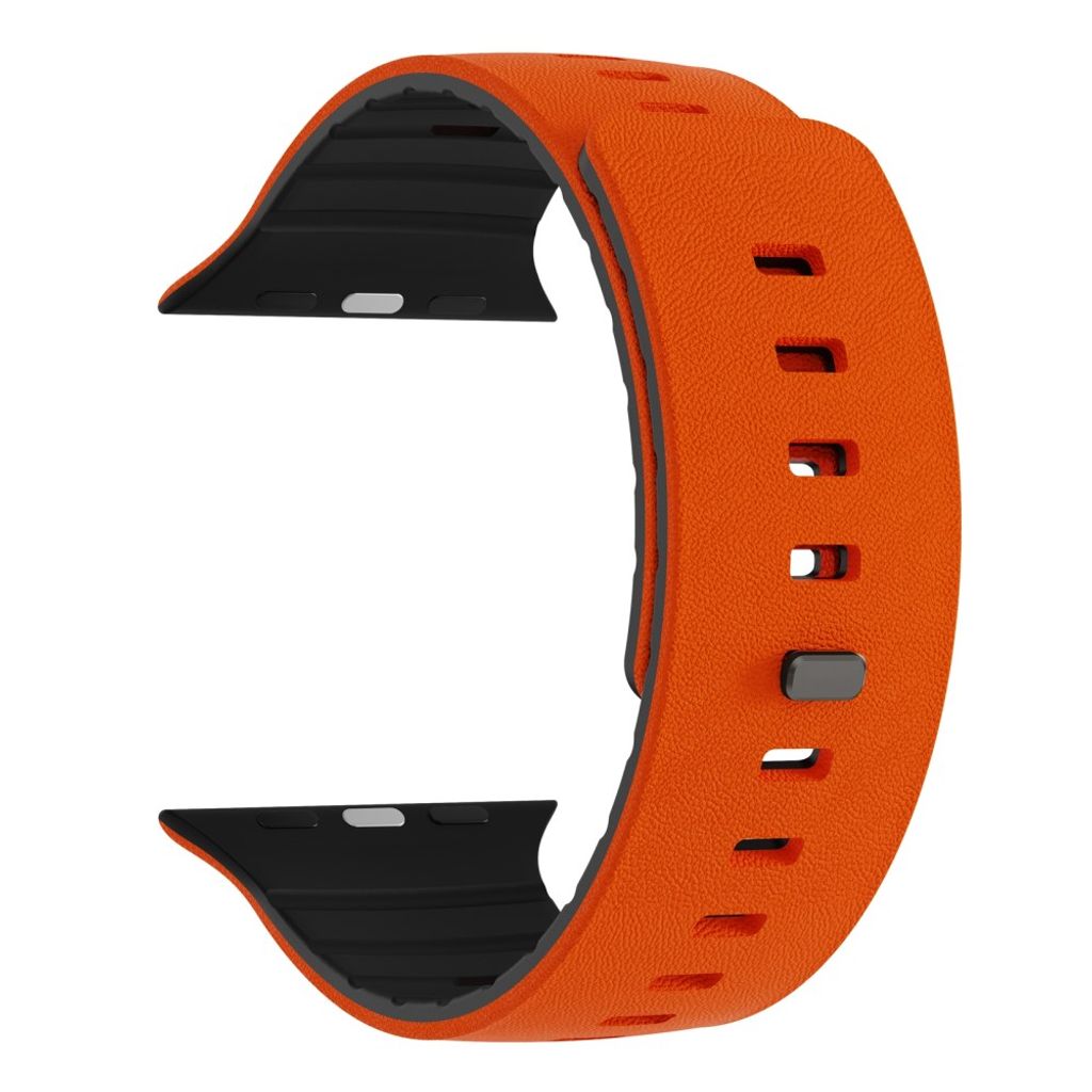 Apple Watch 49/46/44/42mm Klockarmband i texturerat silikon - Orange/Svart