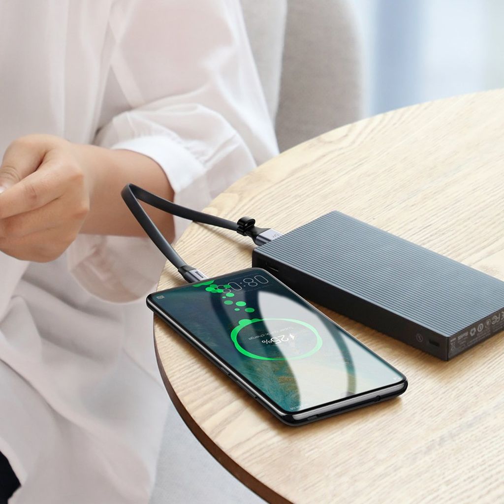 Baseus Simple flat USB til USB-C kabel 23cm 5A 40W grå