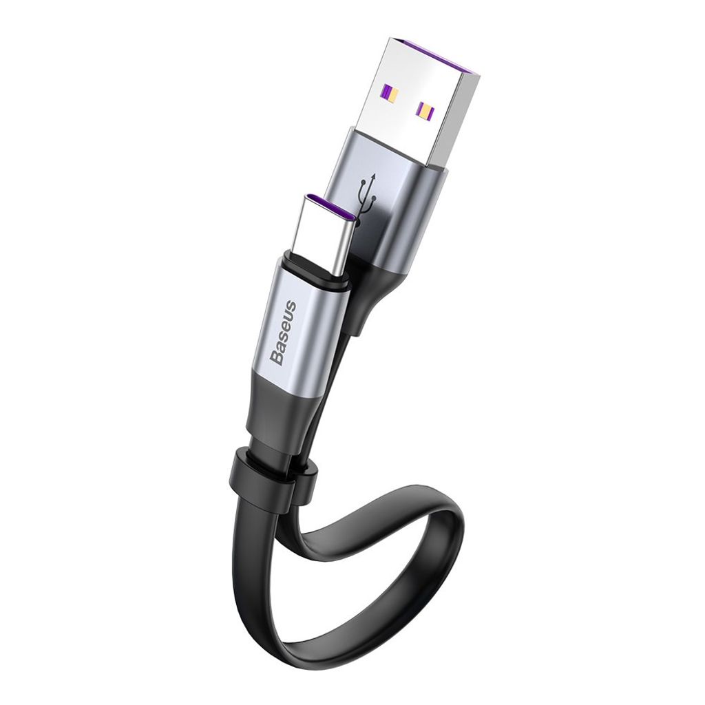 Baseus Simple flat USB til USB-C kabel 23cm 5A 40W grå