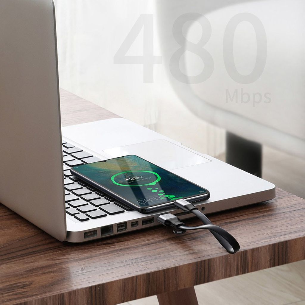 Baseus Simple flat USB til USB-C kabel 23cm 5A 40W grå