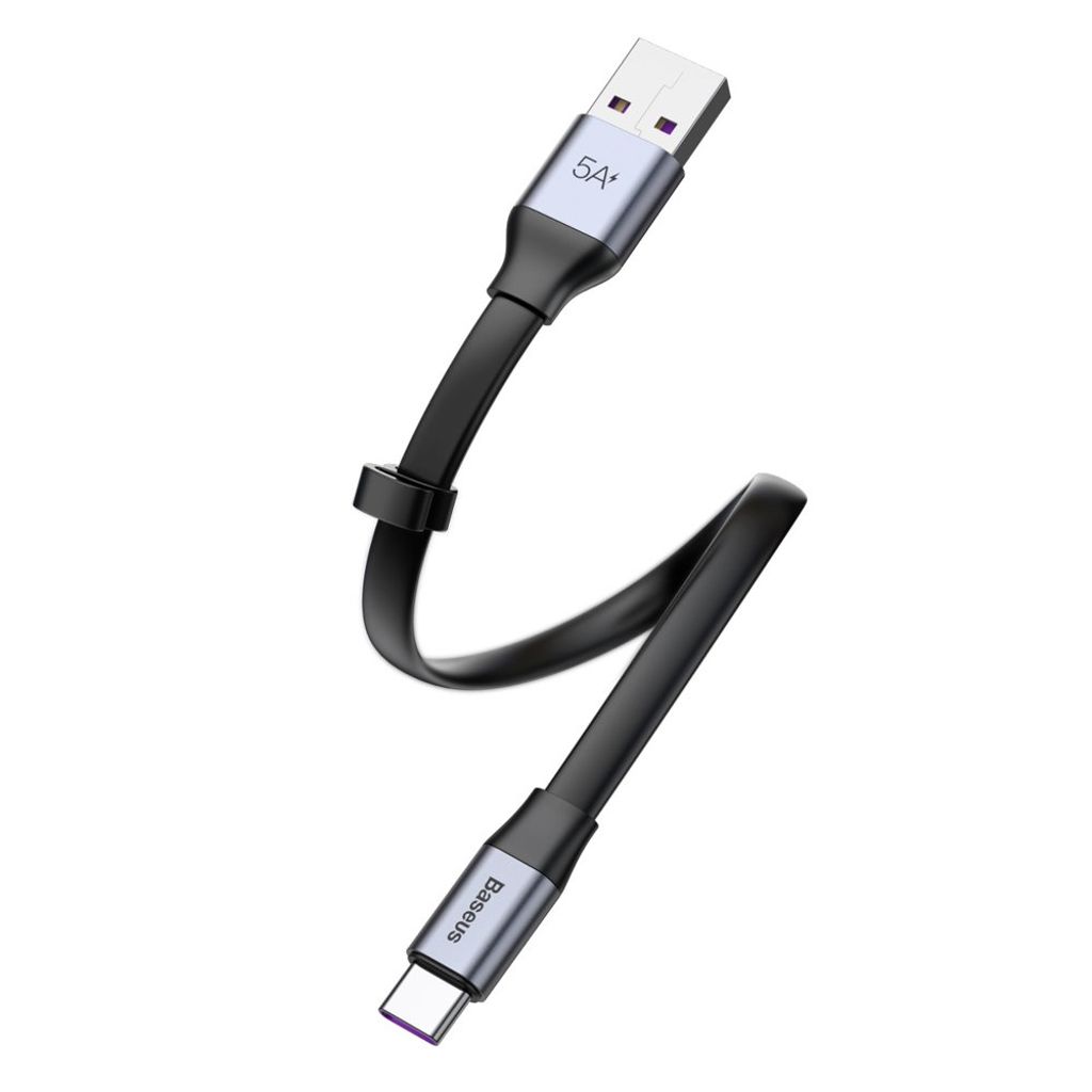 Baseus Simple flat USB til USB-C kabel 23cm 5A 40W grå