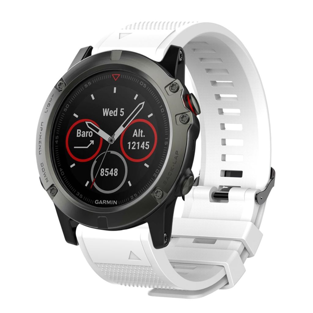 Garmin Fenix 5X/5X Plus/3/3 HR Urrem med Sort Spænde - Hvid