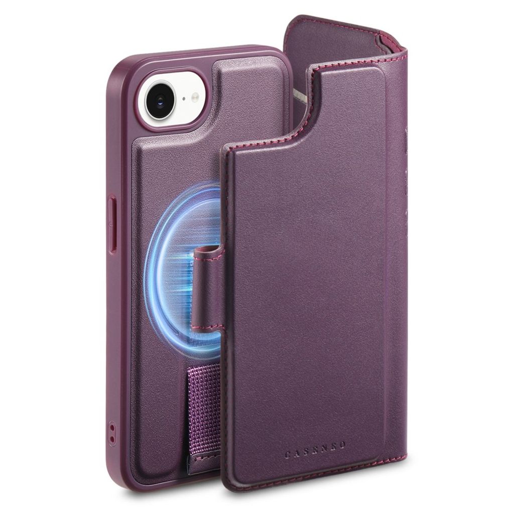 CASENEO iPhone 16e Magnetic Wallet Cover RFID Blocking – Purple