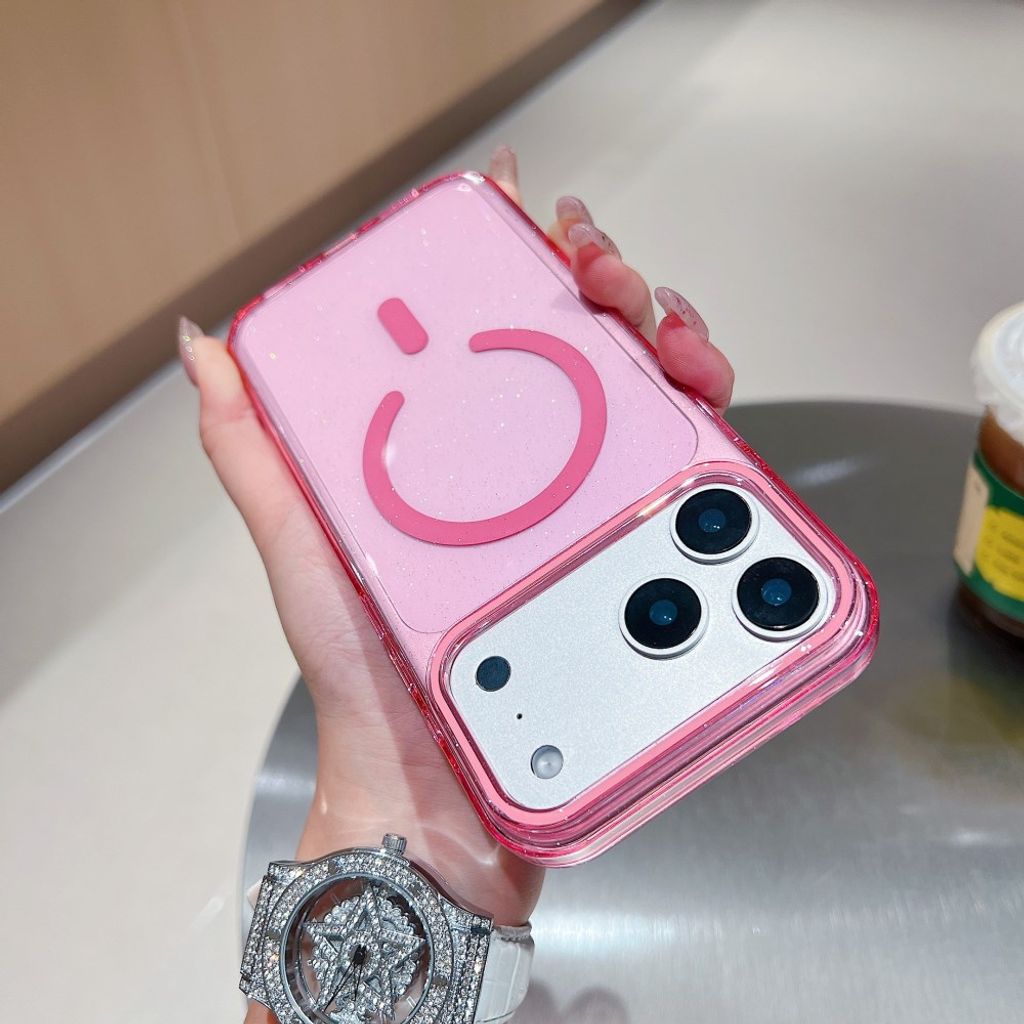 Glitter iPhone 18 Pro Max/17 Pro Max MagSafe-deksel – Rosa