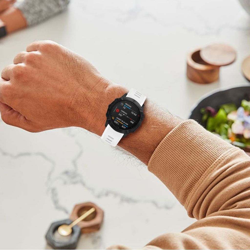 Garmin Fenix 7X/6X/5X etc. Urrem med Metalspænde - Hvid