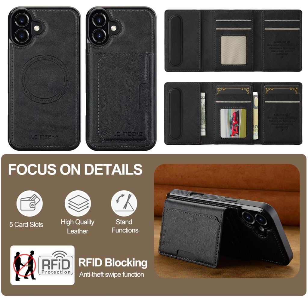 LC.IMEEKE iPhone 17 MagSafe case with wallet - Black