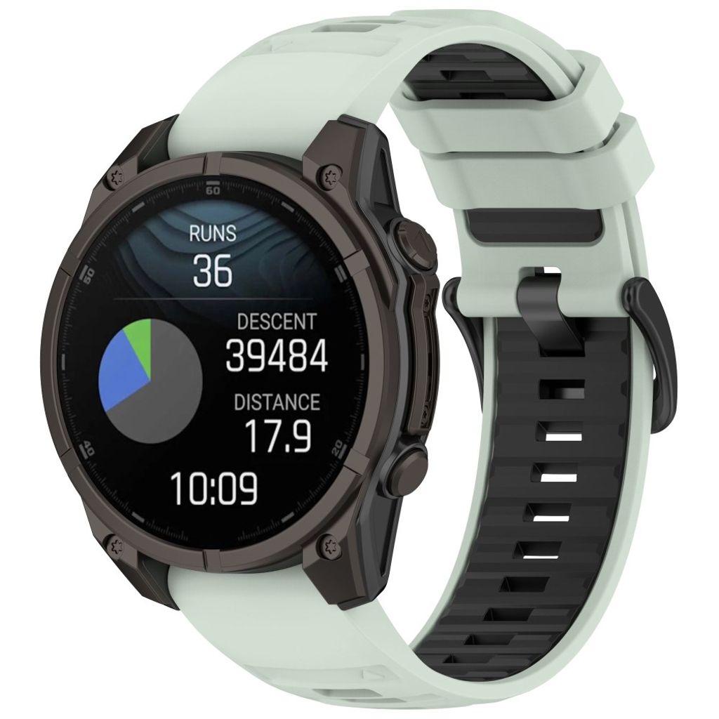 Garmin Quatix 8/Fenix 8/Epix Pro etc. Klockarmband Silikon – Mintgrön/Svart