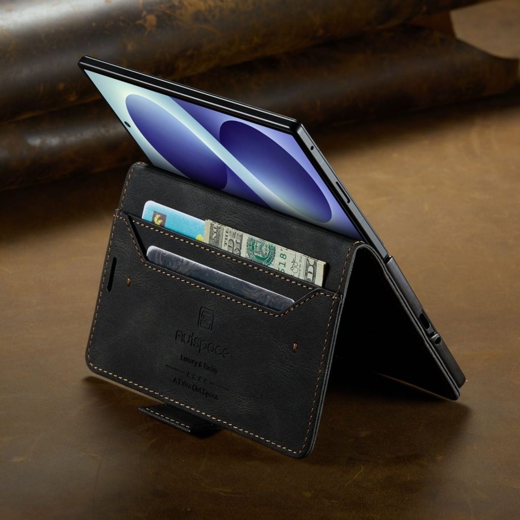 AUTSPACE Samsung Galaxy Z Fold8 Flip Cover i PU-læder med RFID-blokering - Sort