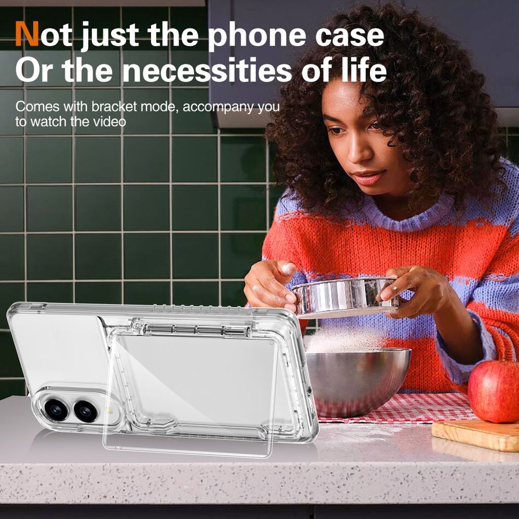 Samsung Galaxy S25 Edge Cover Kortholder/Stativ - Gennemsigtig