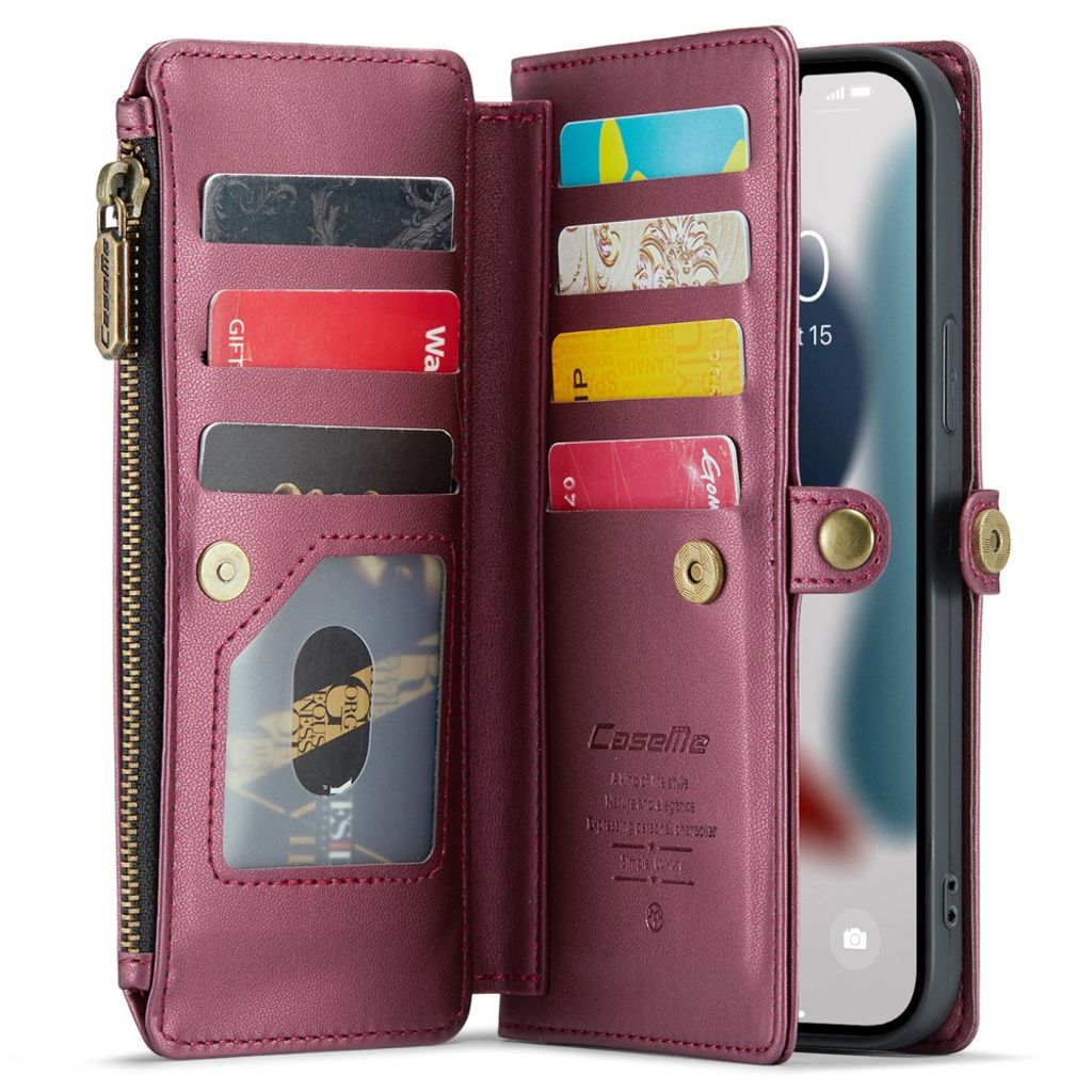 CASEME iPhone 13 Pro Max Lompakkokotelo Korttipaikoilla – Viininpunainen