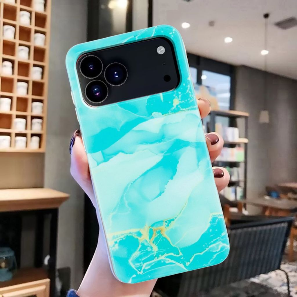iPhone 18 Pro/17 Pro Cover Marmormønster TPU - Blå