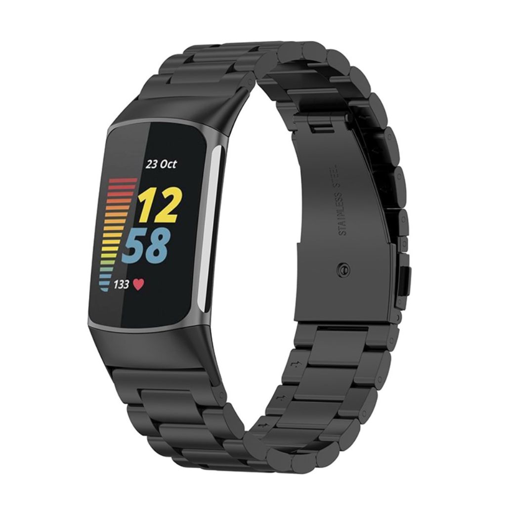 Fitbit Charge 6/5 Klokkereim i rustfritt stål - Svart