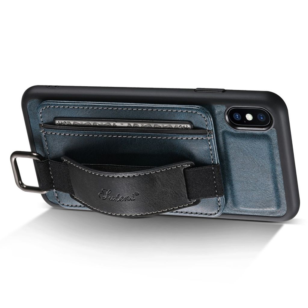 SUTENI iPhone XS Max Cover med Kortholder og Stativ – Blå