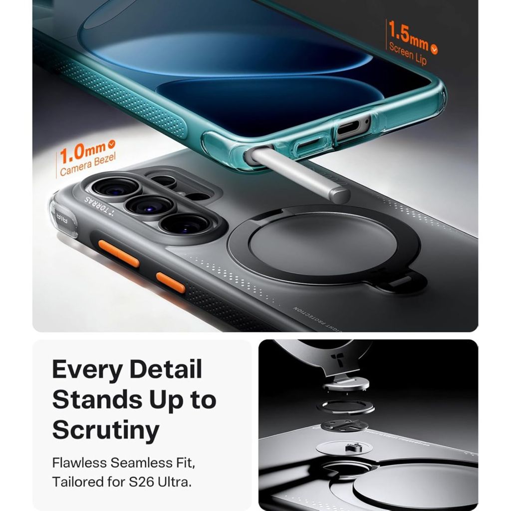 TORRAS Samsung Galaxy S26 Ultra MagSafe-yhteensopiva Kuori Jalustalla - Musta
