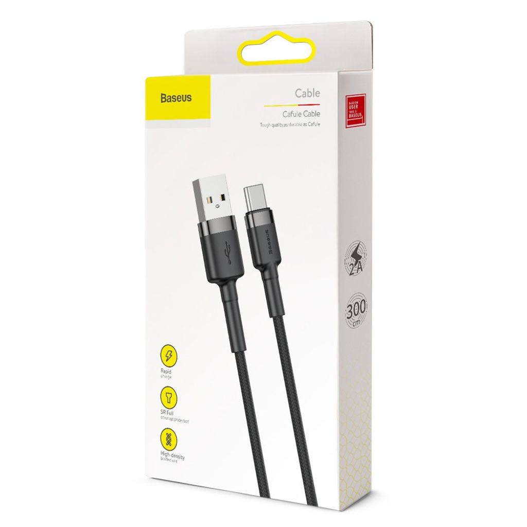 Baseus Cafule Type-C Cable 300 cm grå/svart