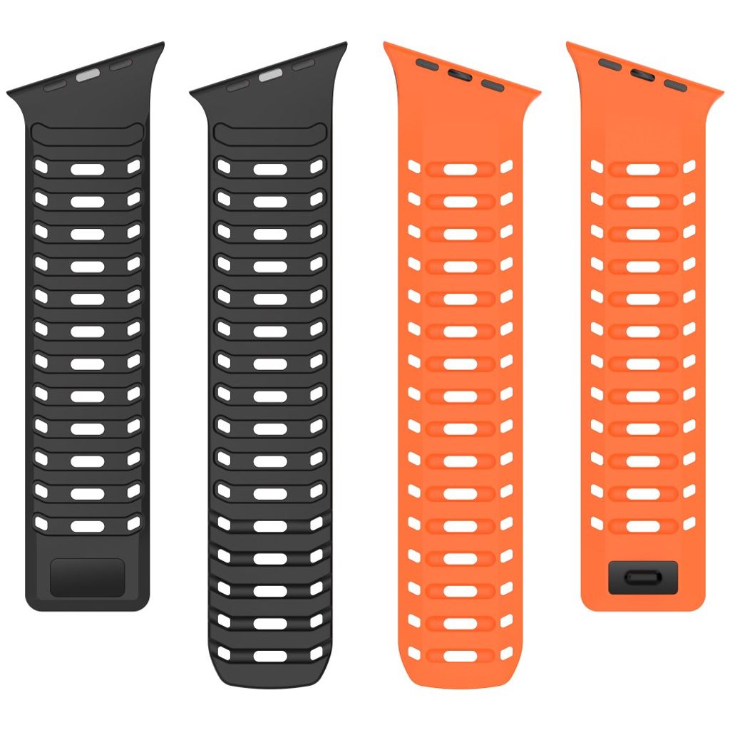 Apple Watch 49/46/44/42mm Klockarmband i Silikon Magnetisk - Orange/Svart