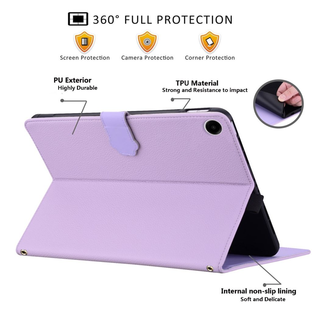 Samsung Galaxy Tab A11 / Tab A9 Wallet Tablet Cover Stand – Purple