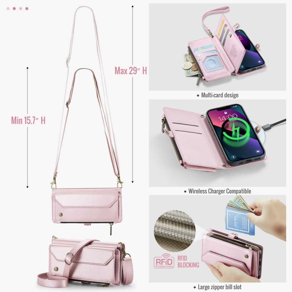 iPhone 13 Wallet Cover Card Slots - Pink