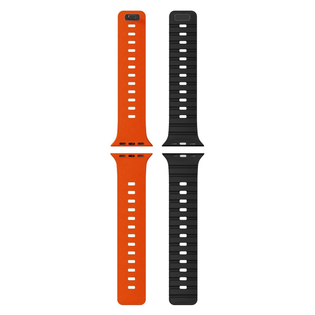 Apple Watch 42/41/40/38mm Klockarmband i texturerat silikon - Orange/Svart