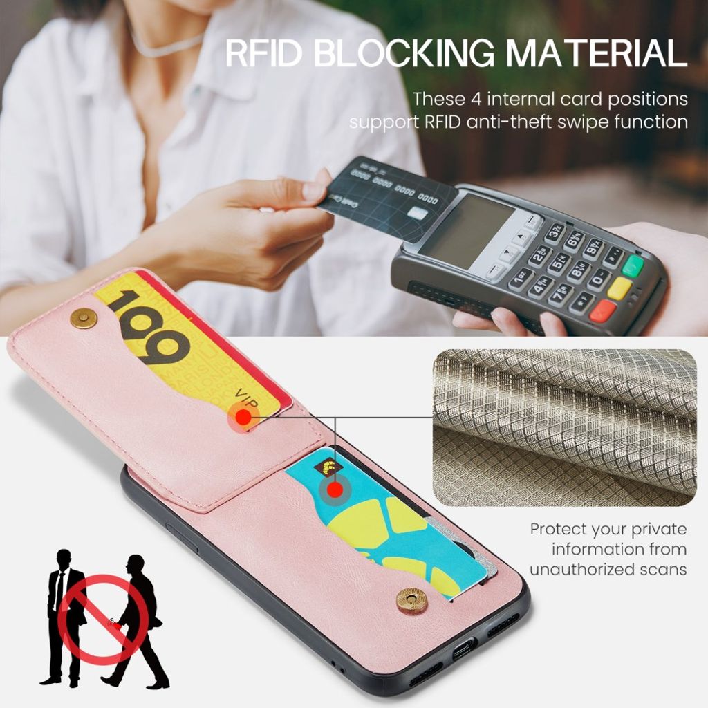 Fierre Shann iPhone XS Max Pungcover med Stativ og Kortholder – Lyserød