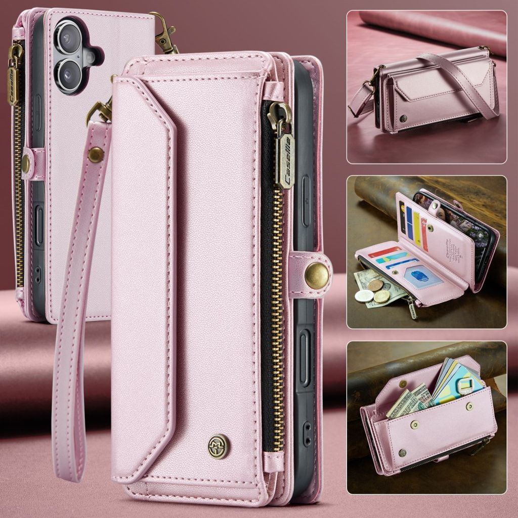 CASEME iPhone 16 Cover with 10 Card Slots - Pink