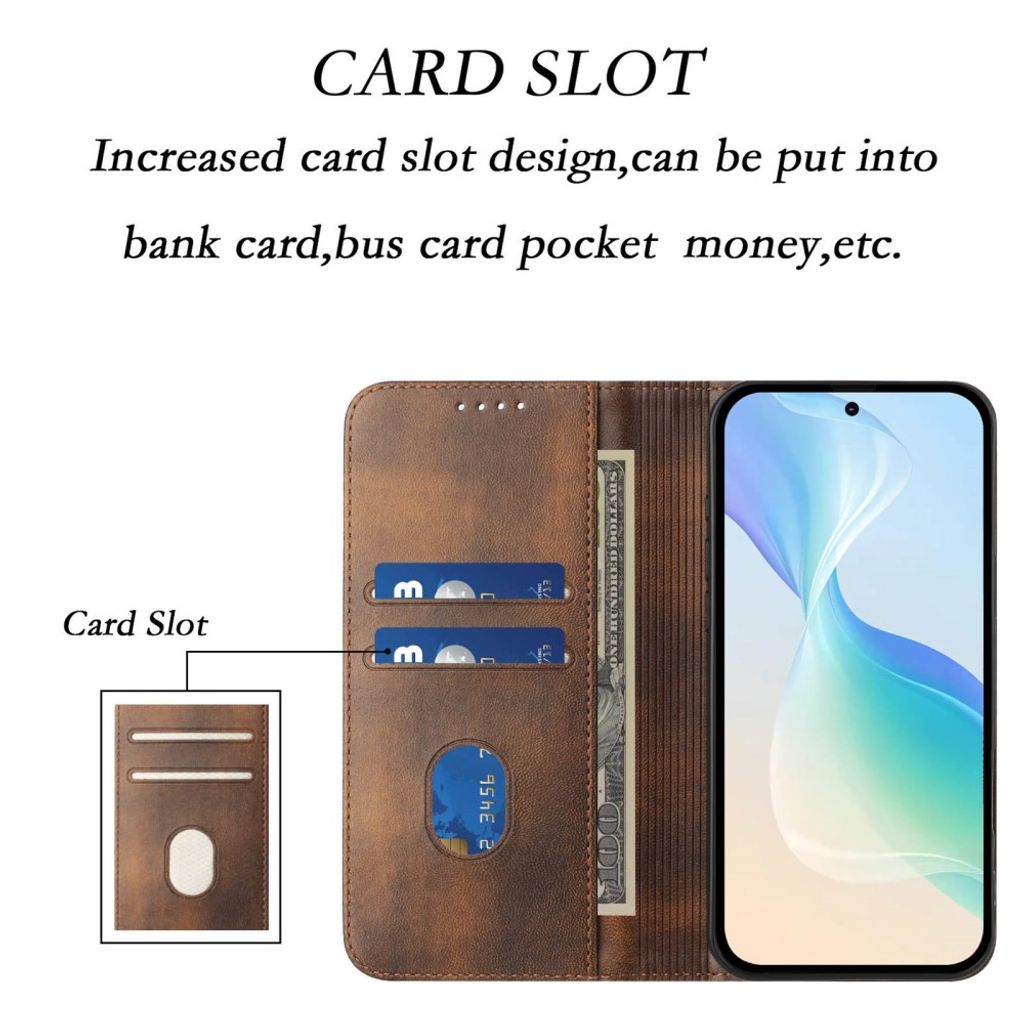iPhone 18 Pro/17 Pro Flip Cover i PU-læder med RFID-blokering - Brun