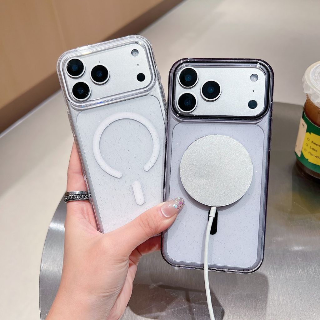 Glitter iPhone 18 Pro Max/17 Pro Max MagSafe-deksel – lilla