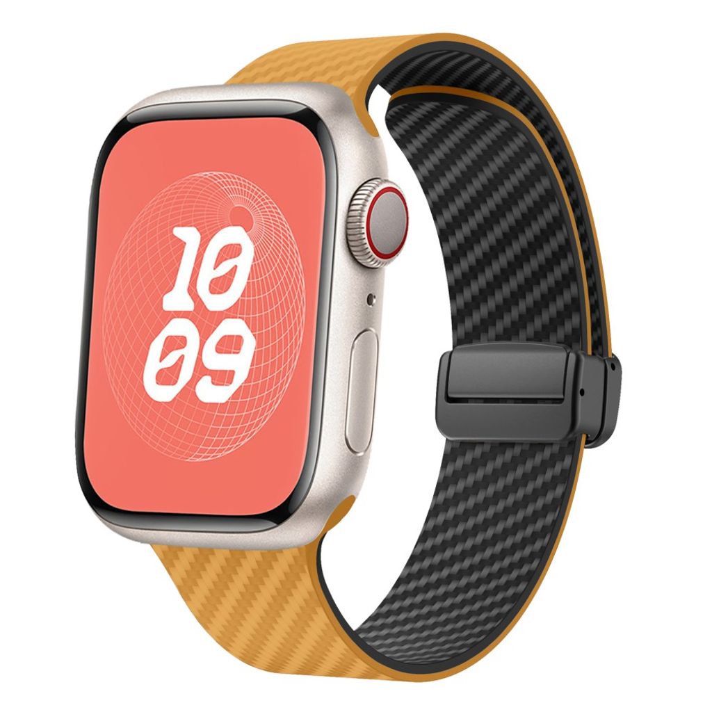 Apple Watch 42 / 41/ 40 / 38mm Klockarmband kolfibertextur - Ljusbrun/Svart