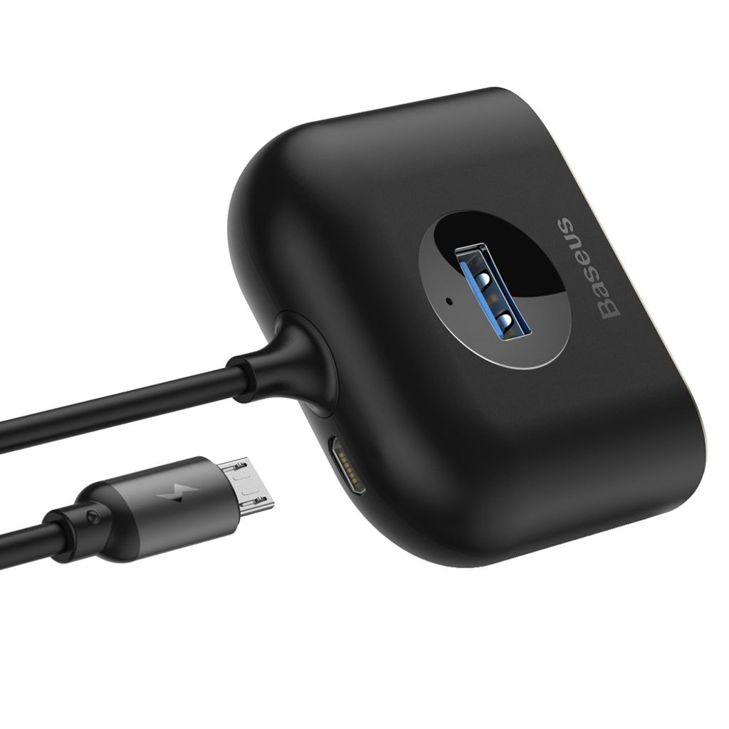Baseus Square USB-hub USB-A til 4 porter – svart (1 m)