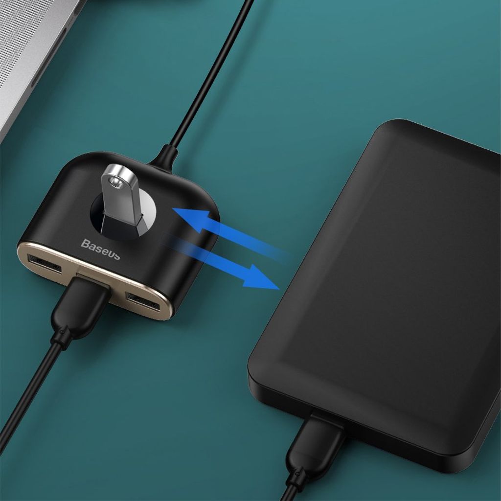 Baseus Square USB-hub USB-A til 4 porter – svart (1 m)