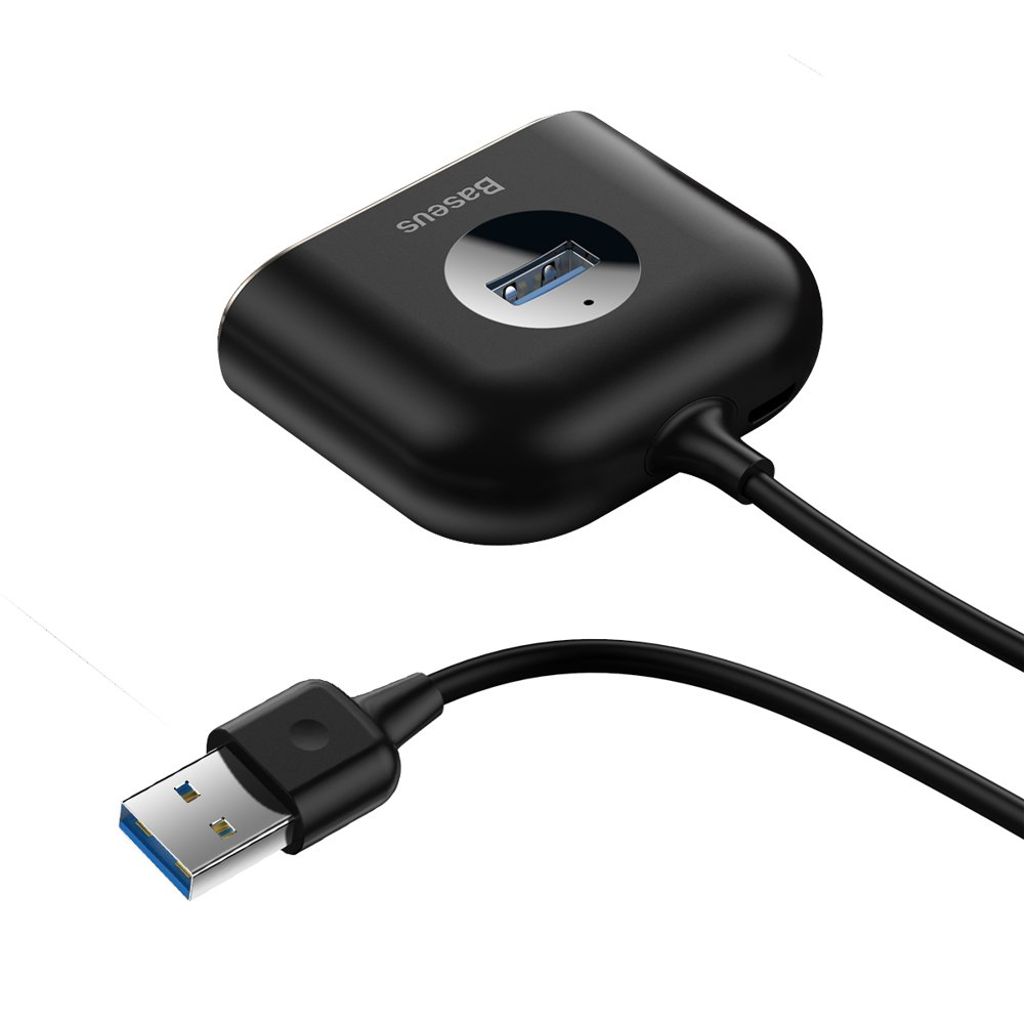 Baseus Square USB-hub USB-A til 4 porter – svart (1 m)