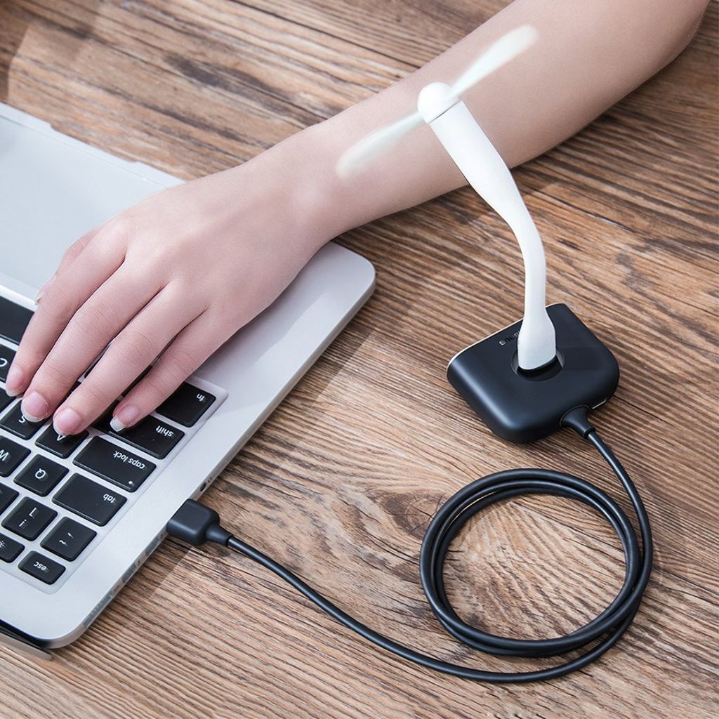 Baseus Square USB-hub USB-A til 4 porter – svart (1 m)