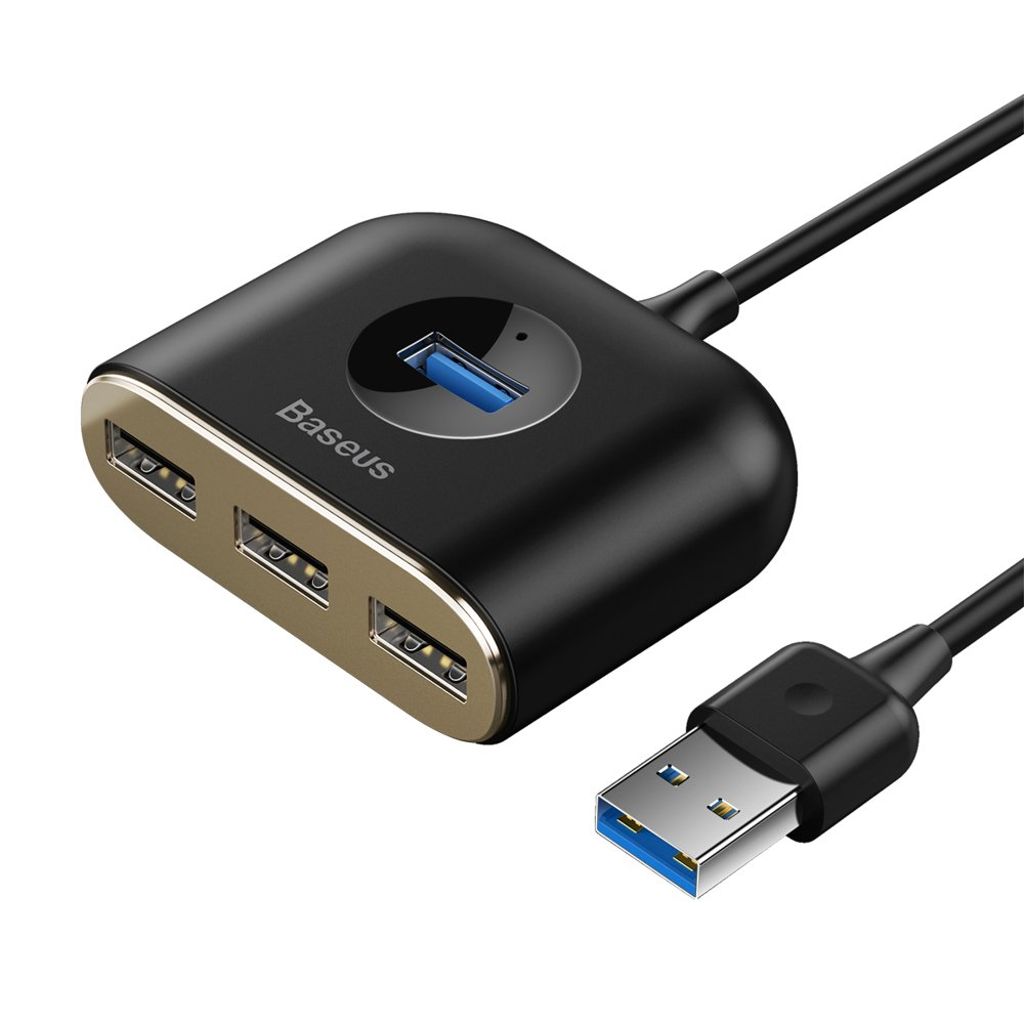 Baseus Square USB-hub USB-A til 4 porter – svart (1 m)