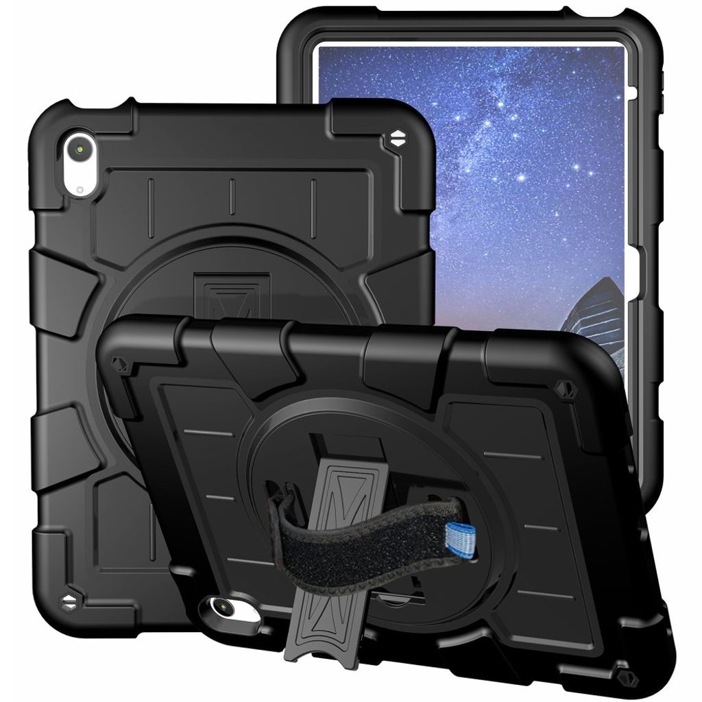 iPad A16 11" 2025/10.9" 2024 Cover med roterende håndrem og standfunktion - Sort