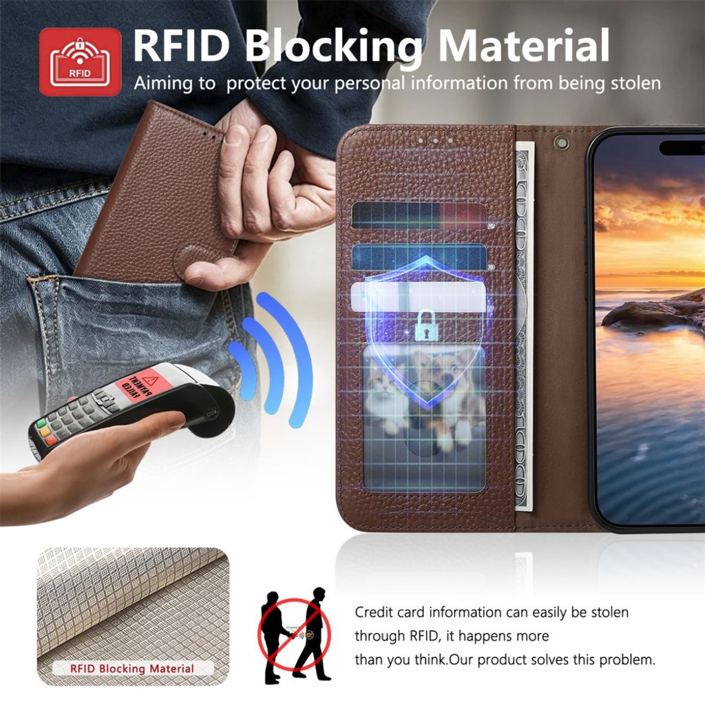 Xiaomi 17T Pro Lommeboketui RFID blokkering - Mørkebrun