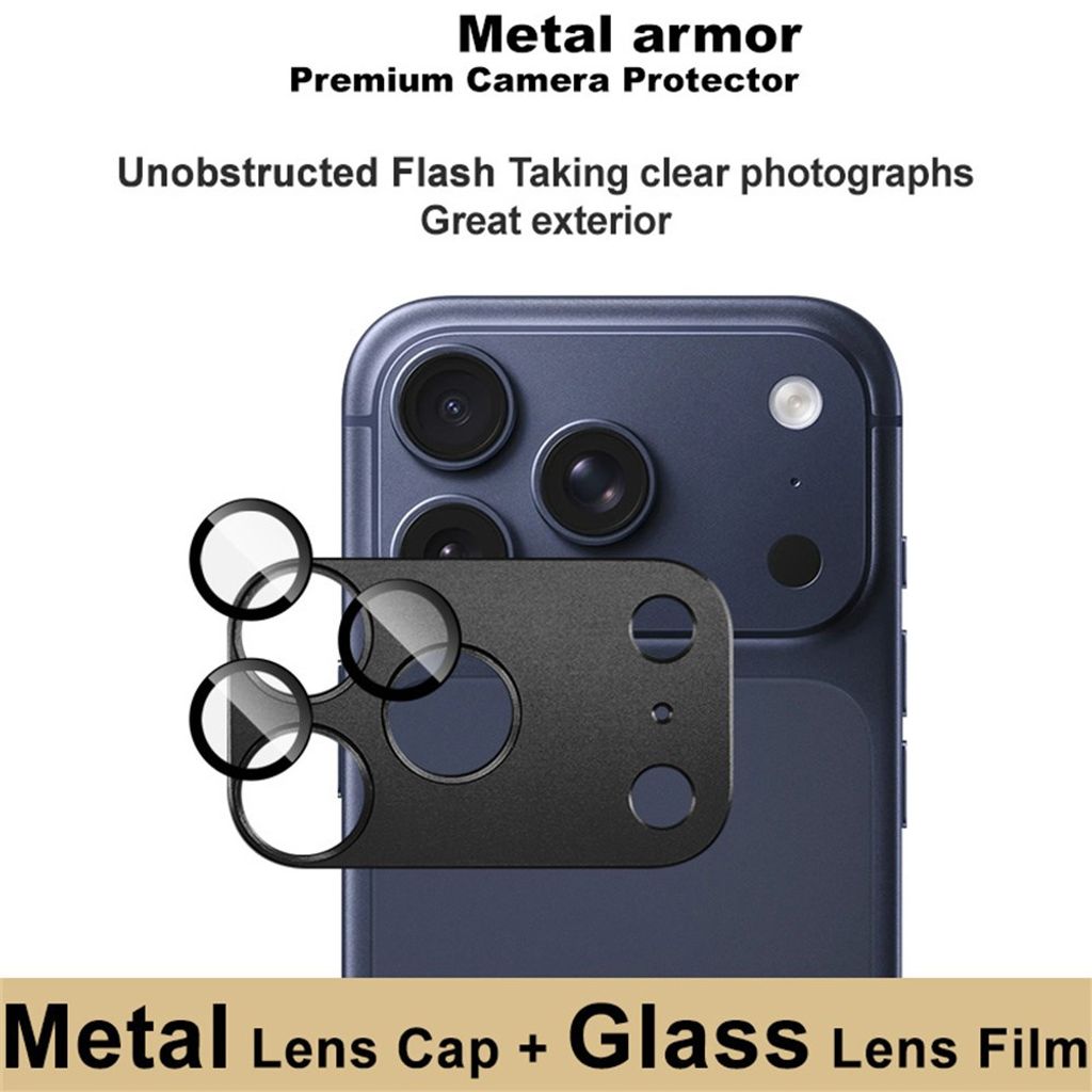 IMAK iPhone 18 Pro Max Linssinsuoja Karkaistusta Lasista ja Metallista - Harmaa
