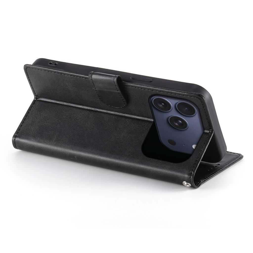 iPhone 18 Pro/17 Pro Plånboksfodral PU-läder med Stativ - Svart