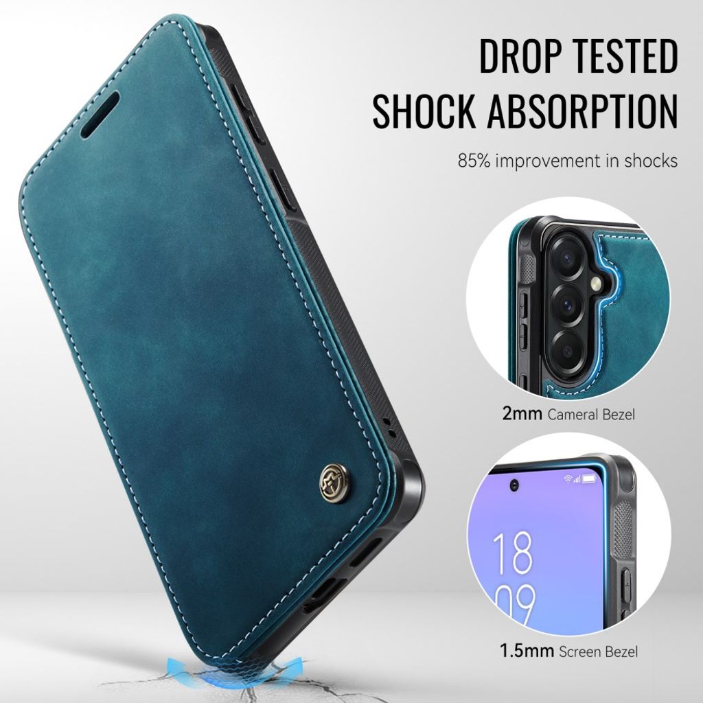CASEME 053 Samsung Galaxy A17/A16/A26 Lompakkokotelo MagSafe RFID-estävä - Sininen