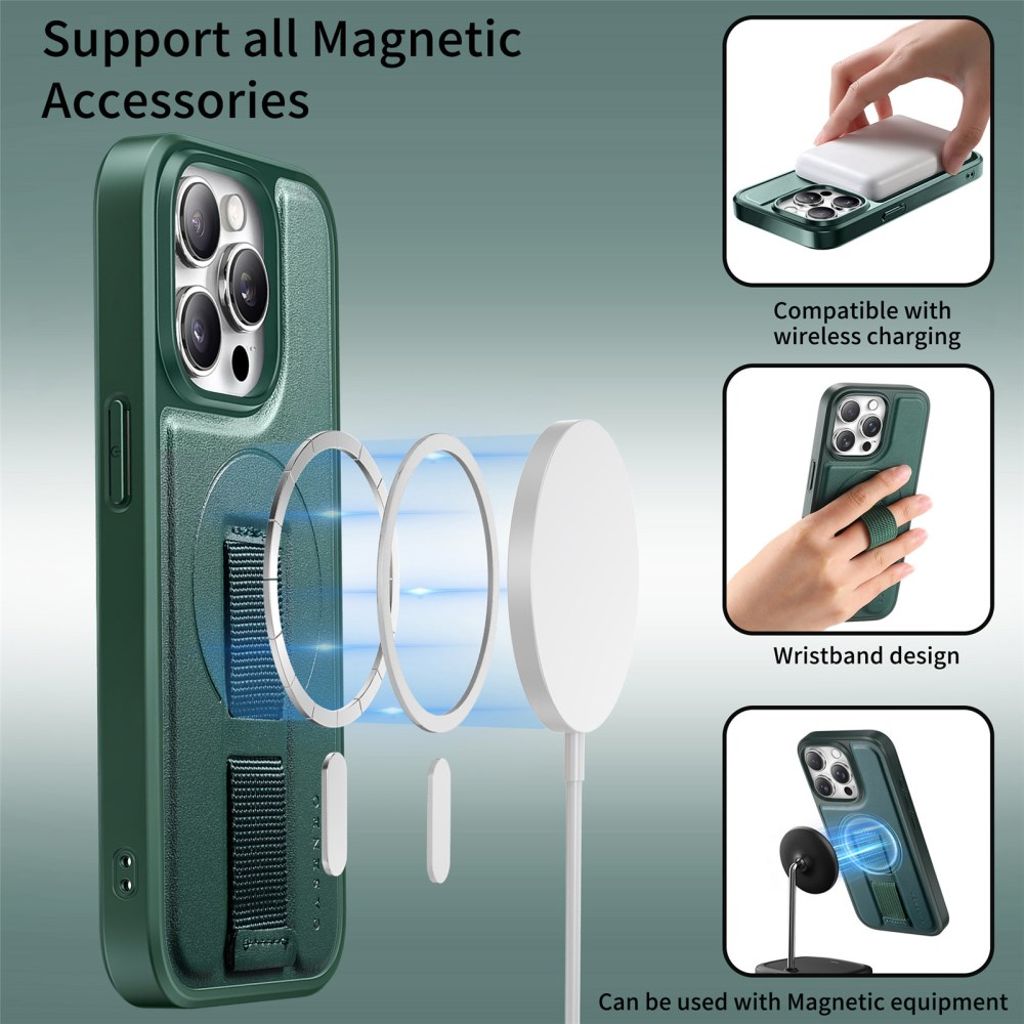 CASENO iPhone 14 Pro MagSafe Cover Håndgreb – Grøn