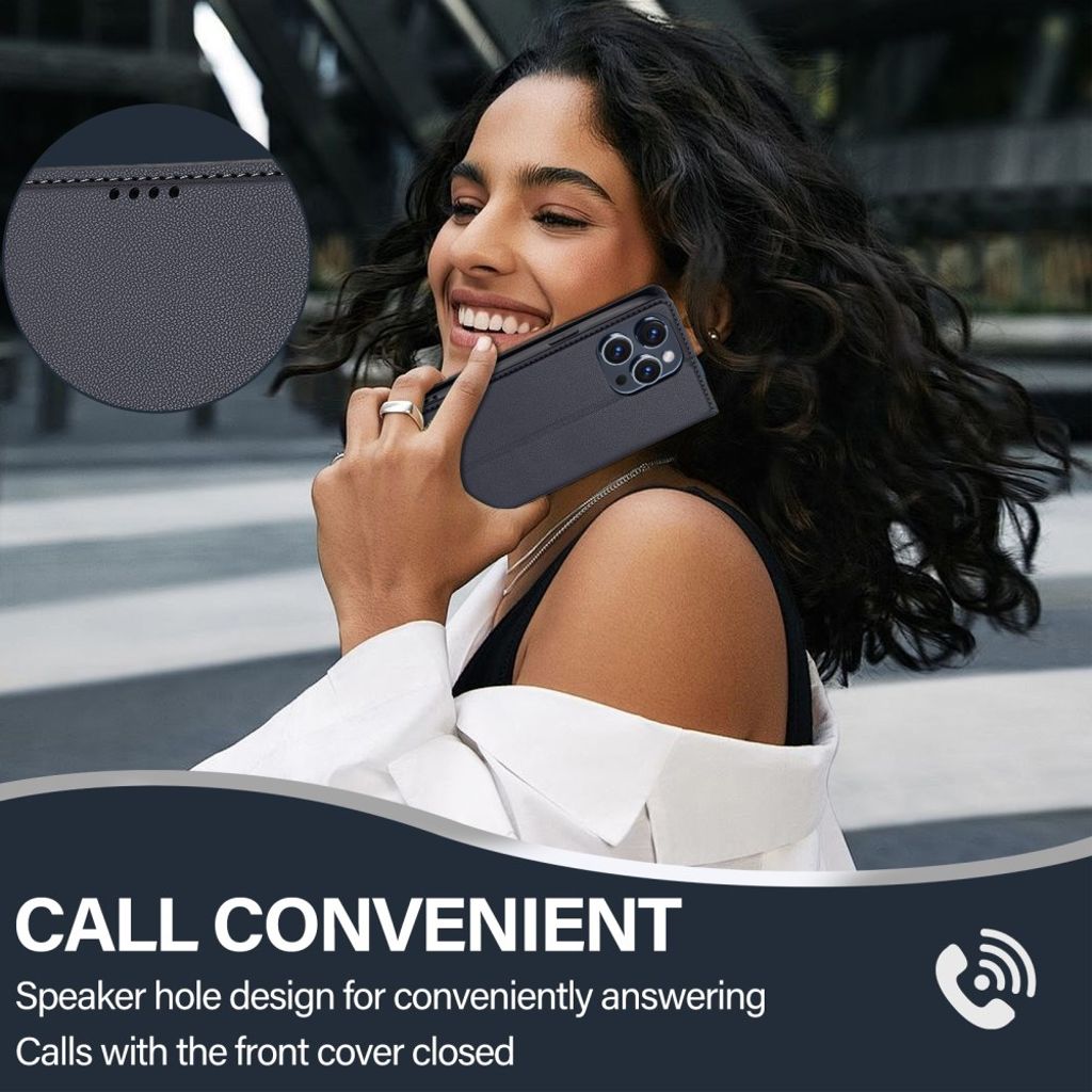 LC.IMEEKE iPhone 14 Pro Plånboksfodral Stativ PU-läder - Svart